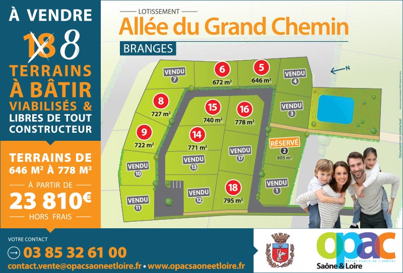 OPAC Saône-et-Loire, terrains à batir, lotissement de Branges
