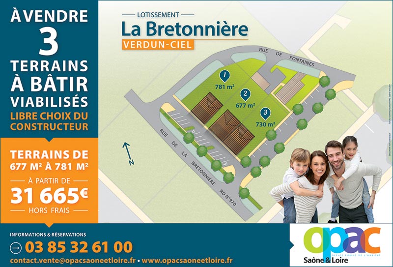 OPAC Saône-et-Loire, terrains à batir, lotissement La Bretonnière à Verdun-Ciel