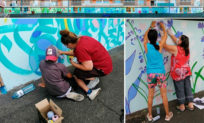 Fresque des habitants du quartier du Plessis à Montceau-les-Mines
